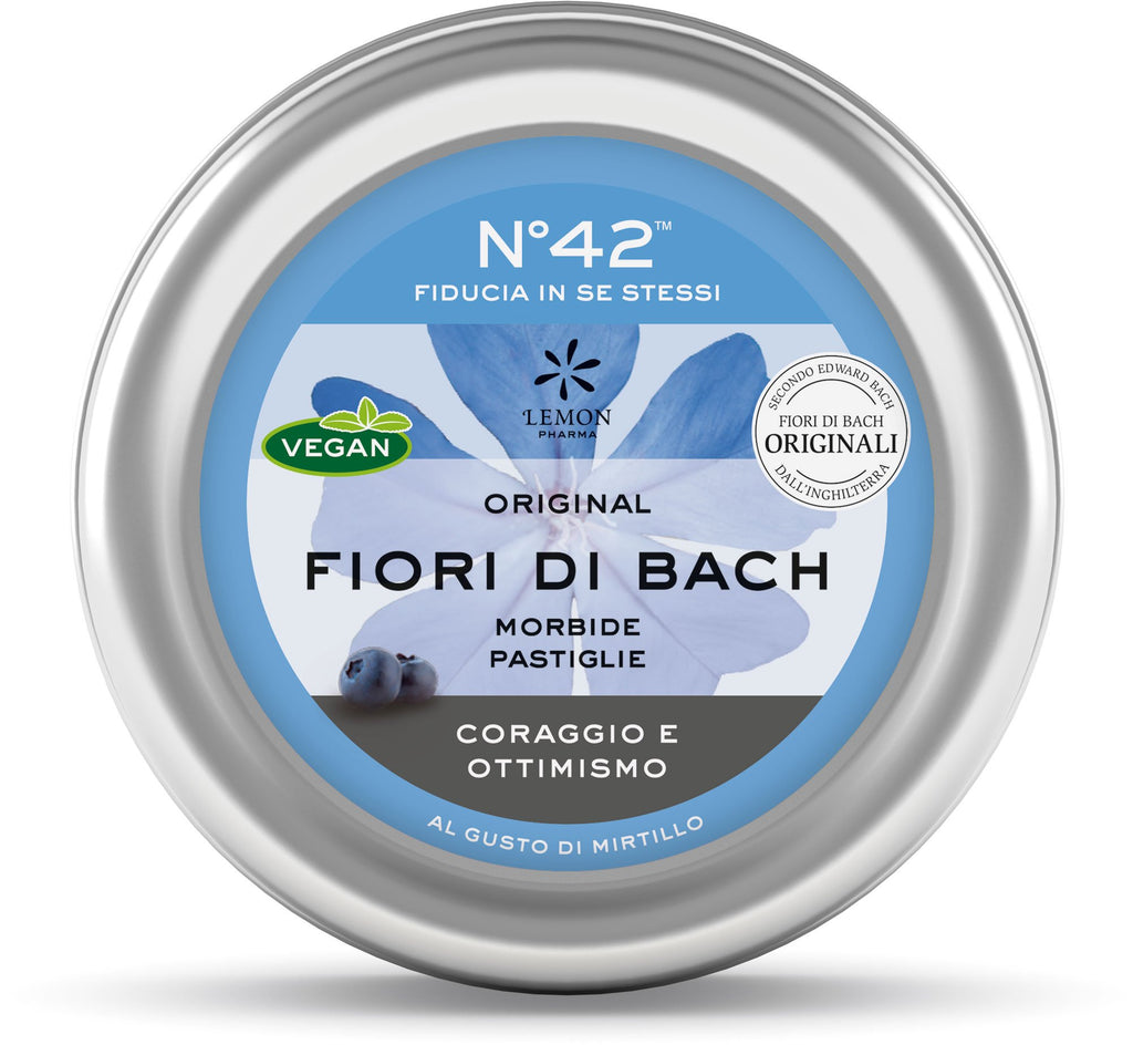 Fiori di Bach Pastiglie Nr 42 Nr. 42 Fiducia in se stessi coraggio e ottimismo Lemon Pharma Dr. Bach vegan