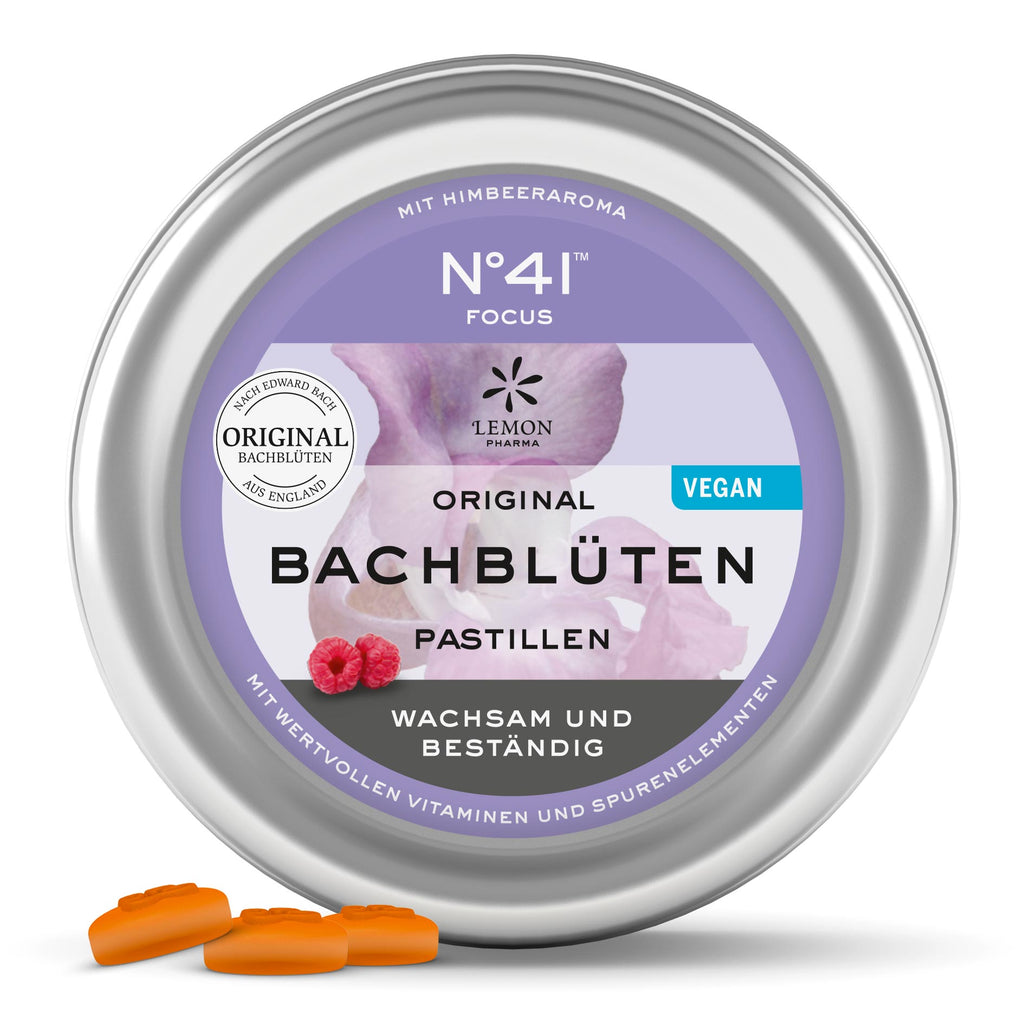 Bachblüten Nr. 41 Nr 41 Pastillen Pastille Focus Wachsam und Beständig Lemon Pharma Dr. Bach vegan 