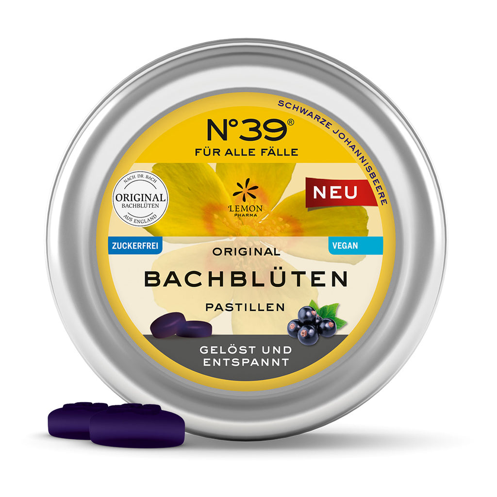 Bachblüten Nr. 39 Nr 39 Emergency Für alle Fälle Notfall Pastillen Gelöst und Entspannt Lemon Pharma Dr. Bach vegan schwarze Johannisbeere