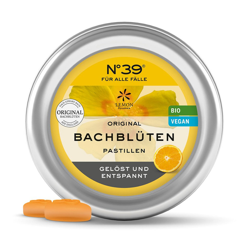 Bachblüten Nr. 39 Nr 39 Emergency Für alle Fälle Notfall Pastillen Gelöst und Entspannt Lemon Pharma Dr. Bach bio vegan 