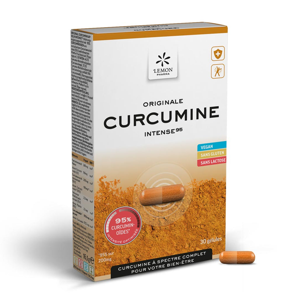 Gélules de curcuma Originale Curcumine Intense Vegan Sans Gluten Sans Lactose Lemon Pharma