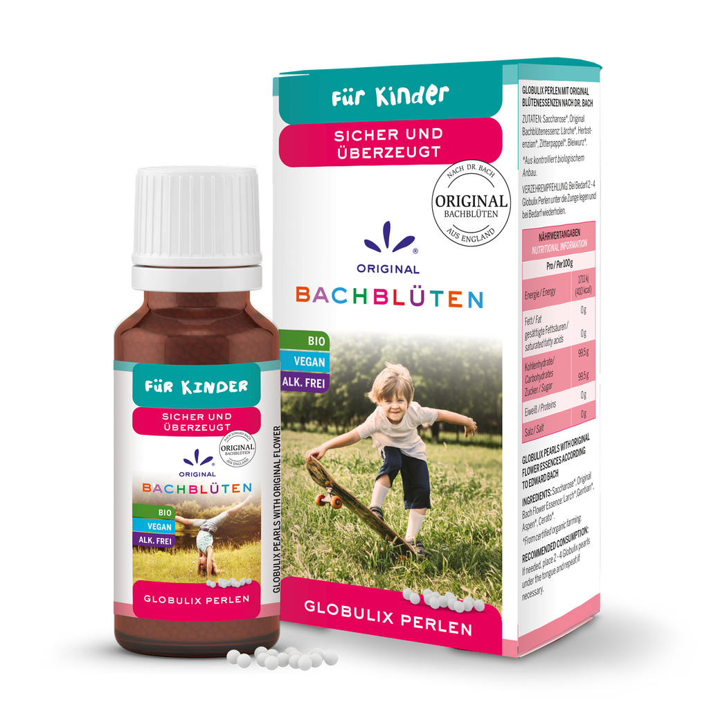 Bachblüten für Kinder Globulix Perlen Selbstvertrauen Sicher und Überzeugt Lemon Pharma Dr. Bach