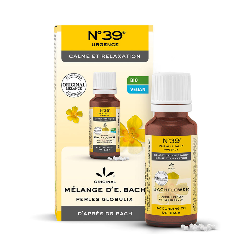 Mélange d’E. Bach Perles Globulix Nr. 39 Nr 39 Urgence Calme et relaxation Lemon Pharma Dr. Bach