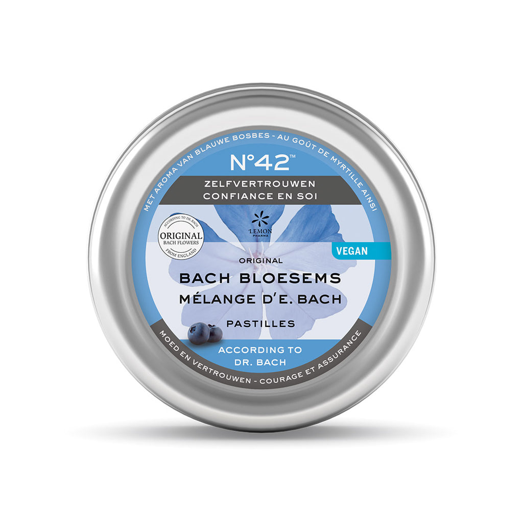 Bach Bloesems Pastilles Nr 42 Nr. 42 zelfvertrouwen moed en vertrouwen Lemon Pharma Dr. Bach   Mélange d’E. Bach Pastilles Nr 42 Nr. 42 Confiance en soi courage et assurance Lemon Pharma Dr. Bach